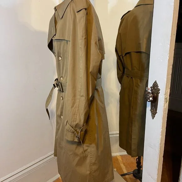 Christian Dior Monsieur Iconic Trench Coat Size 44R Gold Double Breasted Belted - Picture 7 of 14